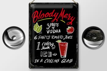 Plaque en étain pour recette de Cocktail Bloody Mary, 30x40cm, signe noir 2