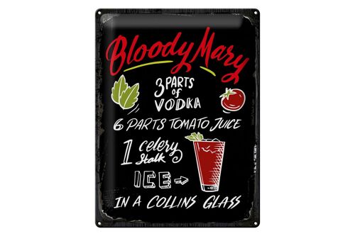 Blechschild Rezept Bloody Mary Cocktail Recipe 30x40cm schwarzes Schild