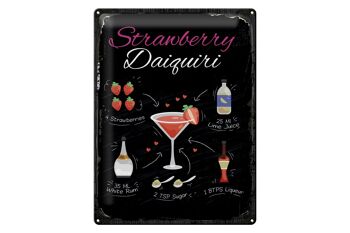 Plaque en tôle recette Strawberry Daiquiri Cocktail 30x40cm 1