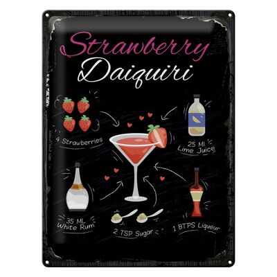 Blechschild Rezept Strawberry Daiquiri Cocktail 30x40cm