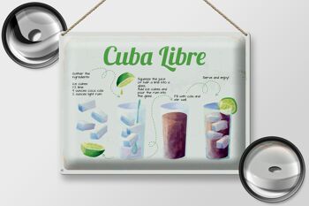 Plaque en tôle recette Cuba Libre Cocktail Recipe 40x30cm 2