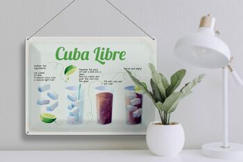 Plaque en tôle recette Cuba Libre Cocktail Recipe 40x30cm 3