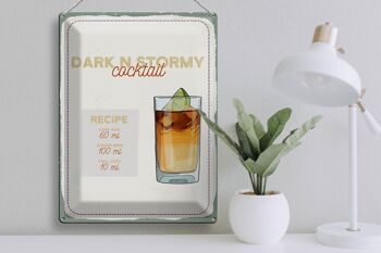 Plaque en étain Recette Dark n Stormy Cocktail Recipe 30x40cm 3