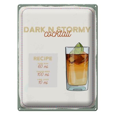 Targa in metallo ricetta Dark n Stormy Cocktail Recipe 30x40 cm