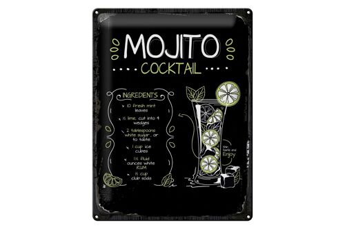 Blechschild Rezept Mojito Cocktail Recipe 30x40cm Geschenk