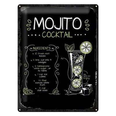 Blechschild Rezept Mojito Cocktail Recipe 30x40cm Geschenk