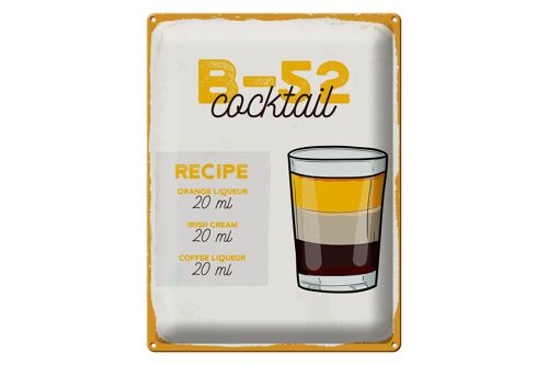 Blechschild Rezept B-52 Cocktail Recipe Orange 30x40cm