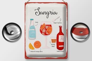 Plaque en tôle Recette Sangria Cocktail Recette Soda 30x40cm 2