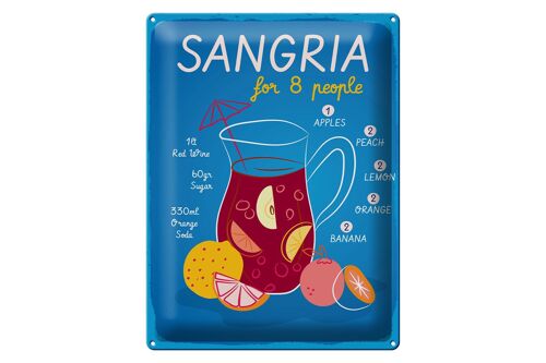 Blechschild Rezept Sangria Recipe for 8 people 30x40cm