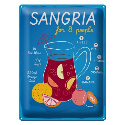 Blechschild Rezept Sangria Recipe for 8 people 30x40cm