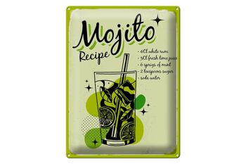 Plaque en étain Recette Mojito Cocktail Recette boisson 30x40cm 1