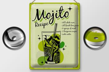 Plaque en étain Recette Mojito Cocktail Recette boisson 30x40cm 2
