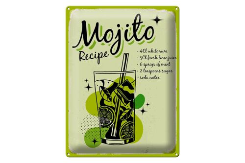 Blechschild Rezept Mojito Cocktail Recipe drink 30x40cm
