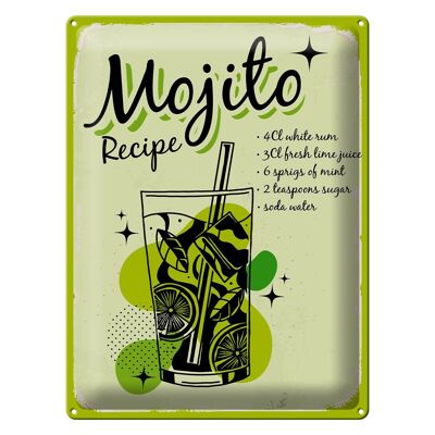 Blechschild Rezept Mojito Cocktail Recipe drink 30x40cm