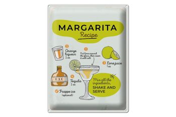 Plaque en tôle recette Margarita Recette orange citron vert 30x40cm 1