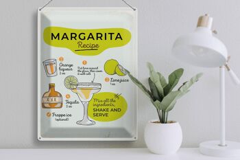 Plaque en tôle recette Margarita Recette orange citron vert 30x40cm 3