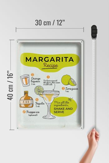 Plaque en tôle recette Margarita Recette orange citron vert 30x40cm 4