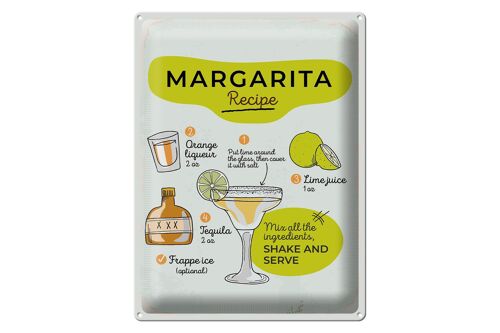 Blechschild Rezept Margarita Recipe orange lime 30x40cm