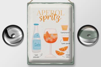 Plaque en tôle recette Aperol Spritz Cocktail Recipe 30x40cm 2