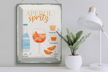 Plaque en tôle recette Aperol Spritz Cocktail Recipe 30x40cm 3