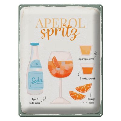 Cartel de chapa receta Receta Cóctel Aperol Spritz 30x40cm