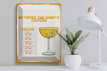 Plaque en tôle Recette Between the Sheets Cocktail Recipe 30x40cm 3