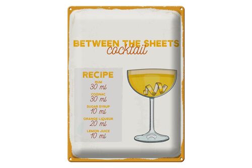 Blechschild Rezept Between the Sheets Cocktail Recipe 30x40cm