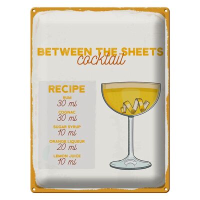 Plaque en tôle Recette Between the Sheets Cocktail Recipe 30x40cm