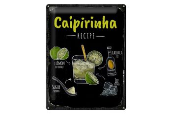Plaque en tôle Recette Caipirinha Cocktail Recipe 30x40cm 1