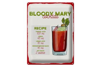 Plaque en tôle recette Bloody Mary Cocktail Recipe 30x40cm 1