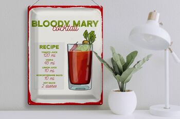 Plaque en tôle recette Bloody Mary Cocktail Recipe 30x40cm 3
