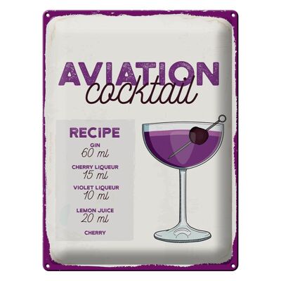 Recette de signe en étain, recette de Cocktail d'aviation, 30x40cm, cadeau