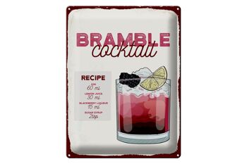 Plaque en tôle Recette Bramble Cocktail Recipe Gin 30x40cm 1