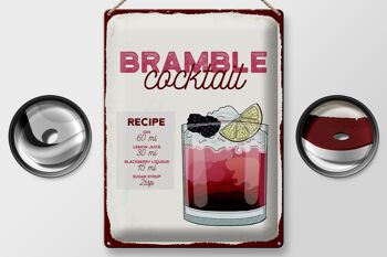 Plaque en tôle Recette Bramble Cocktail Recipe Gin 30x40cm 2