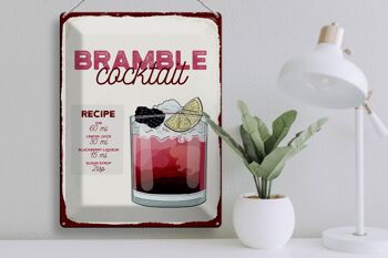Plaque en tôle Recette Bramble Cocktail Recipe Gin 30x40cm 3