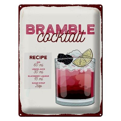 Plaque en tôle Recette Bramble Cocktail Recipe Gin 30x40cm