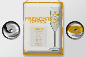 Plaque en tôle recette French 75 Cocktail Recipe 30x40cm 2