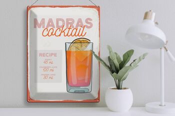 Plaque en tôle Recette Madras Cocktail Recette Vodka 30x40cm 3