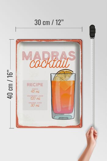 Plaque en tôle Recette Madras Cocktail Recette Vodka 30x40cm 4