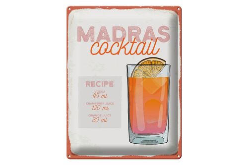 Blechschild Rezept Madras Cocktail Recipe Vodka 30x40cm