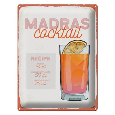 Plaque en tôle Recette Madras Cocktail Recette Vodka 30x40cm