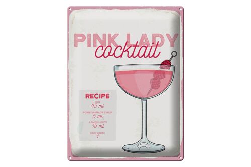 Blechschild Rezept Pink Lady Cocktail Recipe 30x40cm