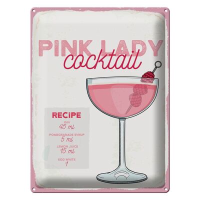 Blechschild Rezept Pink Lady Cocktail Recipe 30x40cm