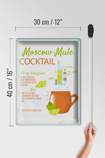 Plaque en tôle recette Recette de cocktail Moscow Mule 30x40cm 4