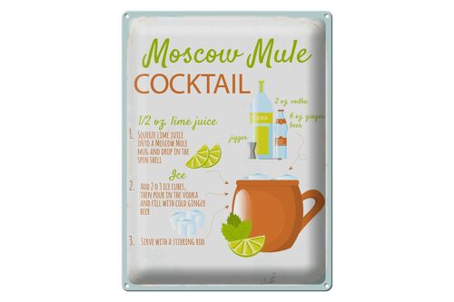 Blechschild Rezept Moscow Mule Cocktail Recipe 30x40cm