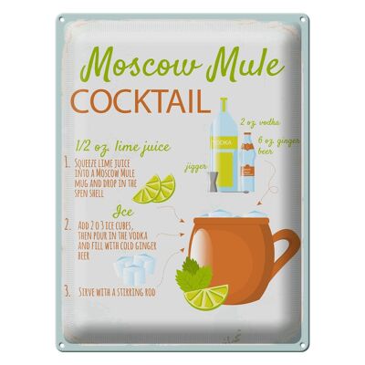 Plaque en tôle recette Recette de cocktail Moscow Mule 30x40cm