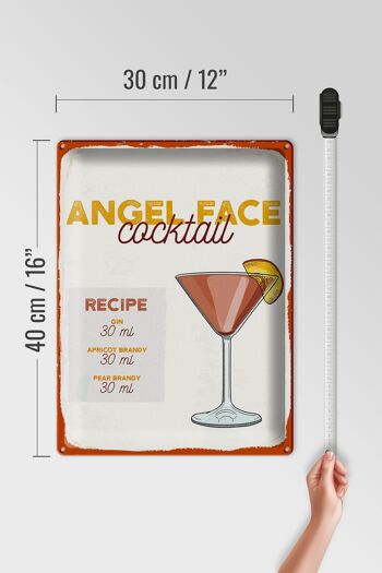 Plaque en tôle recette Angel Face Cocktail Recipe 30x40cm 4