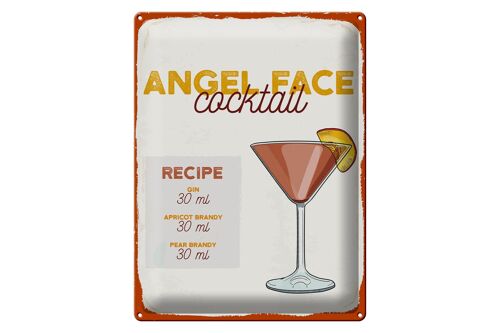 Blechschild Rezept Angel Face Cocktail Recipe 30x40cm