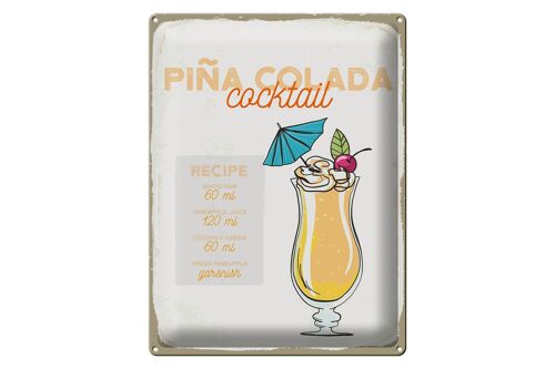 Blechschild Rezept Pina Colada Cocktail Recipe 30x40cm