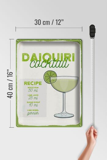 Recette de signe en étain, recette de Cocktail Daiquiri, 30x40cm, cadeau 4